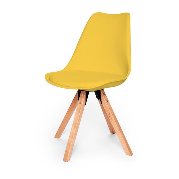 Komplet 2 rumenih stolov z nogami iz bukovega lesa Bonami Essentials Gina
