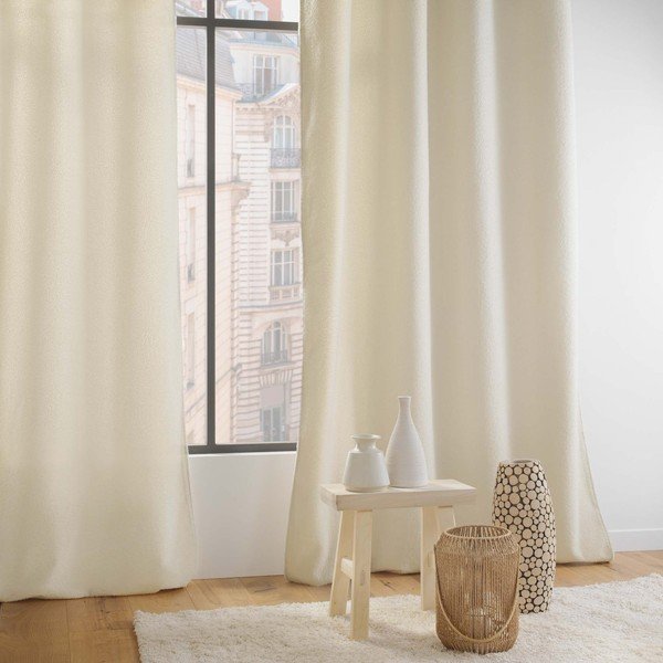 Kremno bela bouclé zavesa 140x240 cm Wooly – douceur d'intérieur-image-2