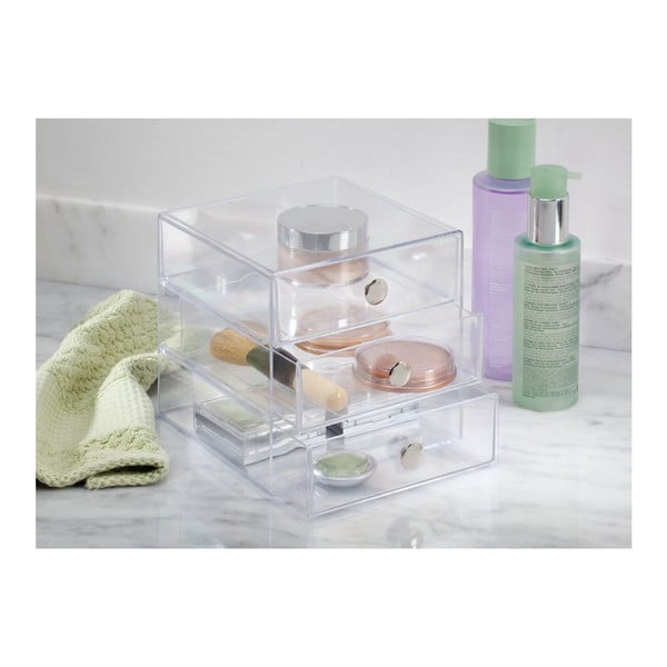 Prozoren organizator s 3 predali iDesign Original, višina 16,5 cm-image-1