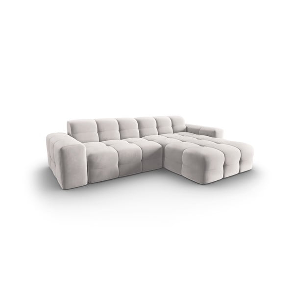 Svetlo siva žametna kotna zofa (desni kot) Kendal - Micadoni Home-image-3