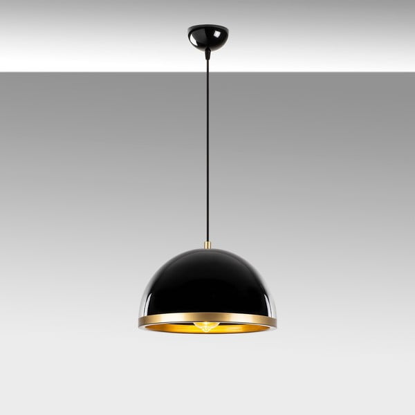 Črna/zlata viseča svetilka s kovinskim senčnikom ø 30 cm Ferenci – Opviq lights
