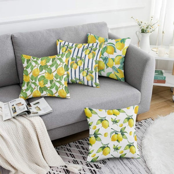 Prevleke za blazino v kompletu 4 ks 43x43 cm Lemons – Mila Home-image-2