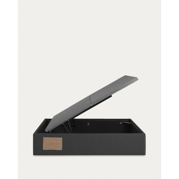 Črna oblazinjena zakonska postelja s prostorom za shranjevanje 160x200 cm Matters – Kave Home-image-4