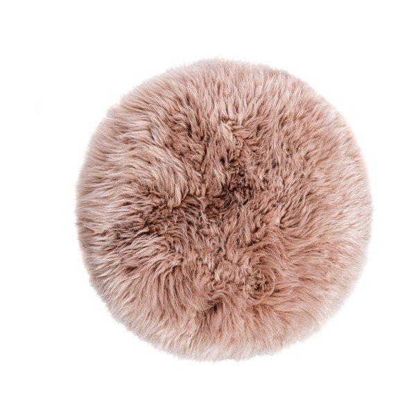 Stolček s sedežem iz svetlo rjave ovčje kože Royal Dream, ⌀ 36 cm-image-1