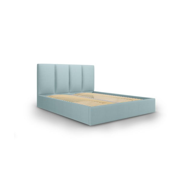 Svetlo modra zakonska postelja Mazzini Beds Juniper, 160 x 200 cm