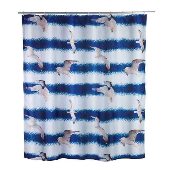 Modra zavesa za tuš Seagull Wenko, 1,8 m x 2 m