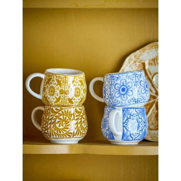 Modro-oranžne skodelice v kompletu za espresso 4 ks iz kamenine 155 ml Milton – Bloomingville-image-2