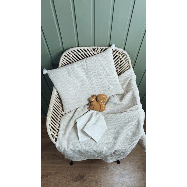 Kremno bel komplet otroške odeje in vzglavnika iz muslina 100x130 cm Muslin Linen – Malomi Kids-image-3