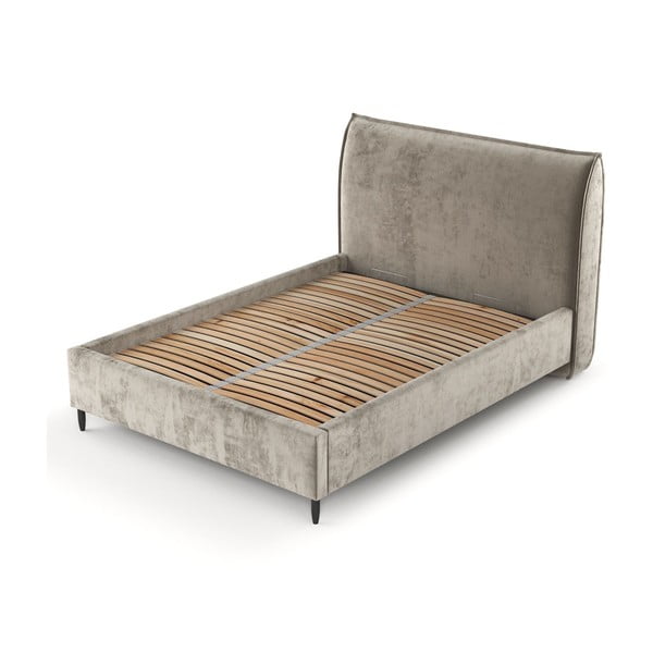 Bež oblazinjena zakonska postelja s prostorom za shranjevanje z letvenim dnom 180x200 cm Shell – Maison de Rêve-image-3