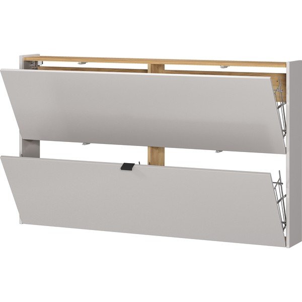 Kremno bela preklopna/stenska omarica za čevlje v hrastovem dekorju 140x83x18 cm Ameca – Germania-image-3