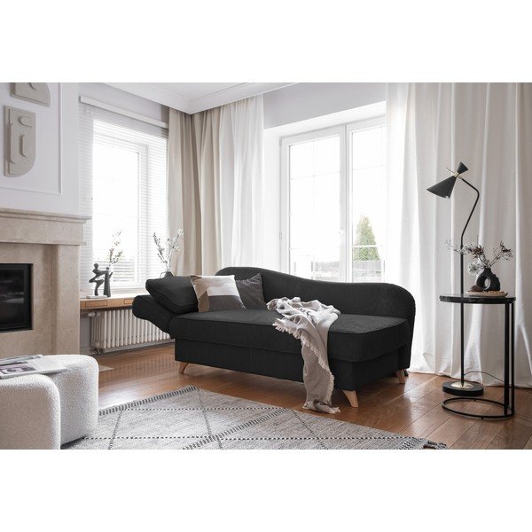 Antracitno siv ležalnik iz rebrastega žameta (levi kot) Chic Charlotte – Miuform-image-2