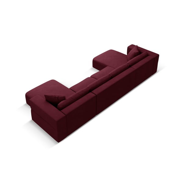 Bordo rdeča kotna sedežna garnitura (v obliki črke "U") Esther – Milo Casa-image-3