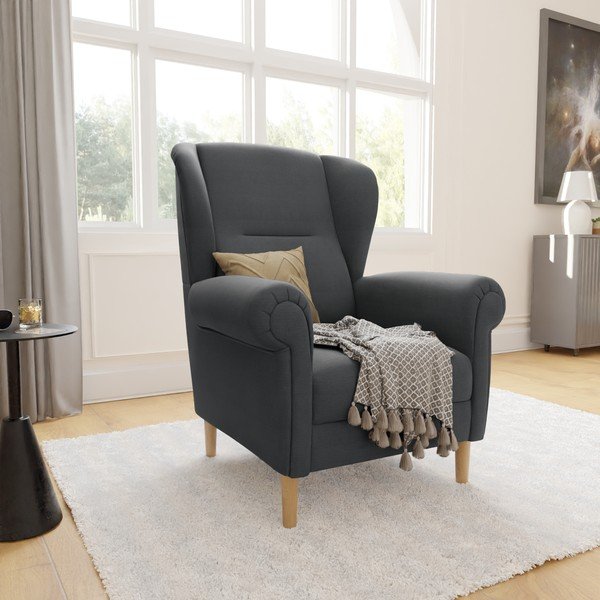 Temno siv fotelj z naslonom Swan – Ropez-image-3