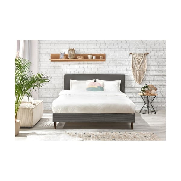 Temno siva zakonska postelja Bobochic Paris Anja Dark, 180 x 200 cm-image-4