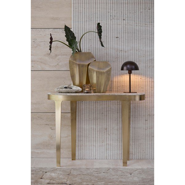 Stranska mizica z marmorno mizno ploščo v bronasti barvi/sivorjava 40x110 cm Giulio – Light & Living-image-1