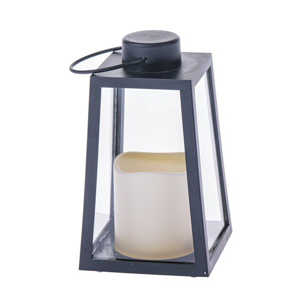 Črna LED lanterna na baterije (višina 18 cm) – Dakls