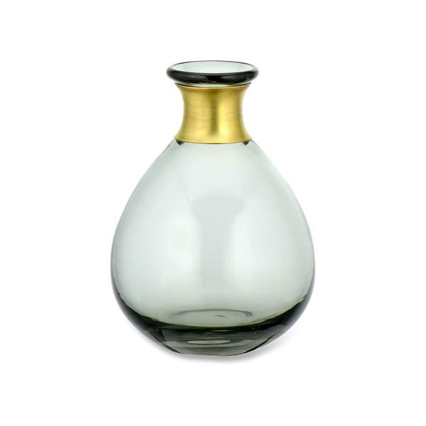 Siva steklena vaza Nkuku Miza, višina 16,5 cm