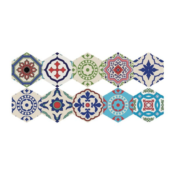 Komplet 10 talnih nalepk Ambiance Floor Stickers Hexagons Hannah, 40 x 90 cm
