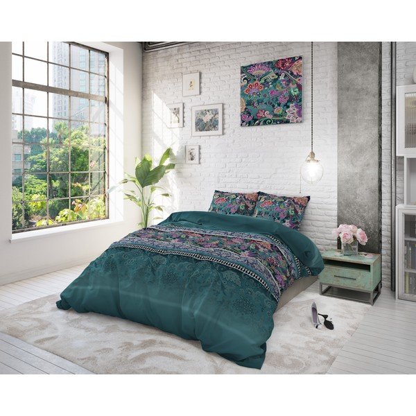 Zelena posteljnina za zakonsko posteljo Sleeptime Paisley, 200 x 220 cm-image-3