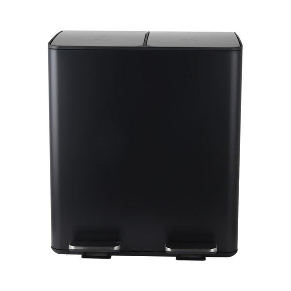 Mat črn jeklen koš za smeti za ločevanje odpadkov s pedalom 2x20 l Aliya – Spirella-image-3