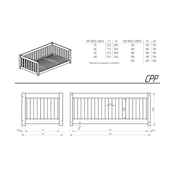 Otroška postelja z dodatnim ležiščem s prostorom za shranjevanje z letvenim dnom 90x190 cm v naravni barvi CPP – Adeko-image-2
