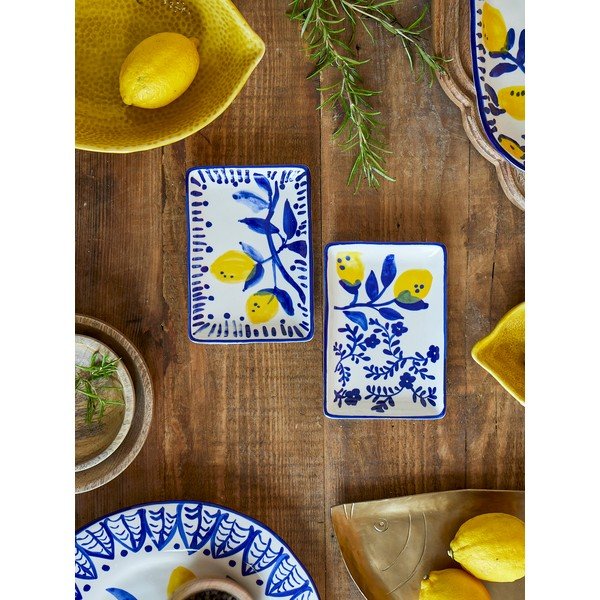 Beli/modri desertni krožniki v kompletu 2 ks iz kamenine Maxima – Bloomingville-image-2
