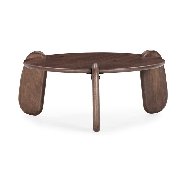 Temno rjava okrogla klubska mizica iz masivnega manga ø 80 cm Tamira – MOME