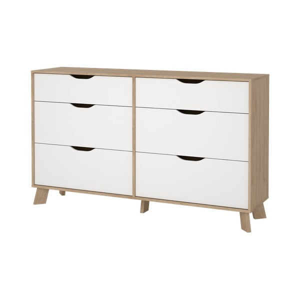 Bela komoda v hrastovem dekorju 156x92x40 cm Ikast – Tvilum-image-4