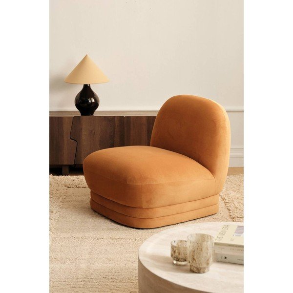 Oranžen žameten fotelj Cocos – Ellos Home-image-1