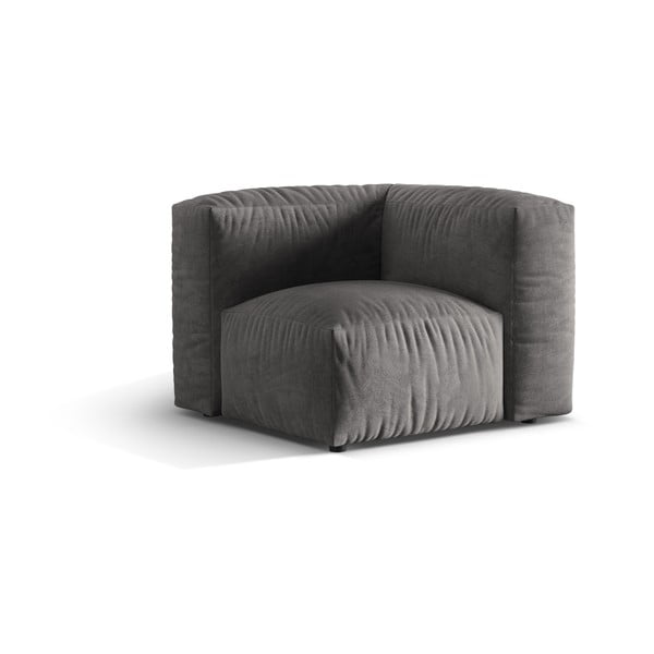 Siv žameten modul za sedežno garnituro (s kotom po izbiri) Martina – Micadoni -image-1