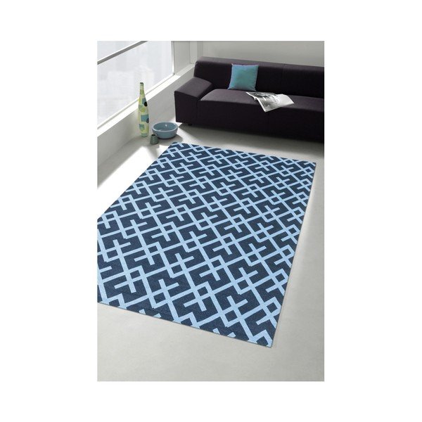 Modra preproga Floorita City Loft Labirint, 130 x 190 cm-image-1
