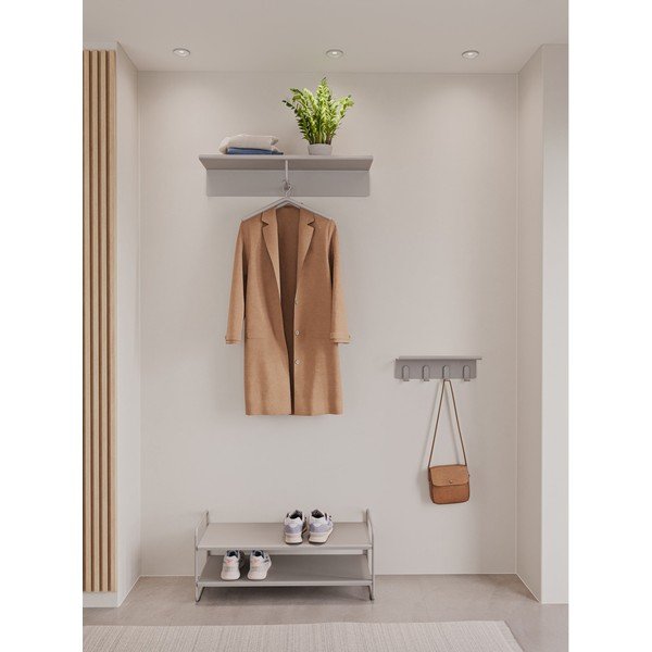 Svetlo siv jeklen stenski obešalnik s polico 11,5 cm A-Hallway – Zone-image-1