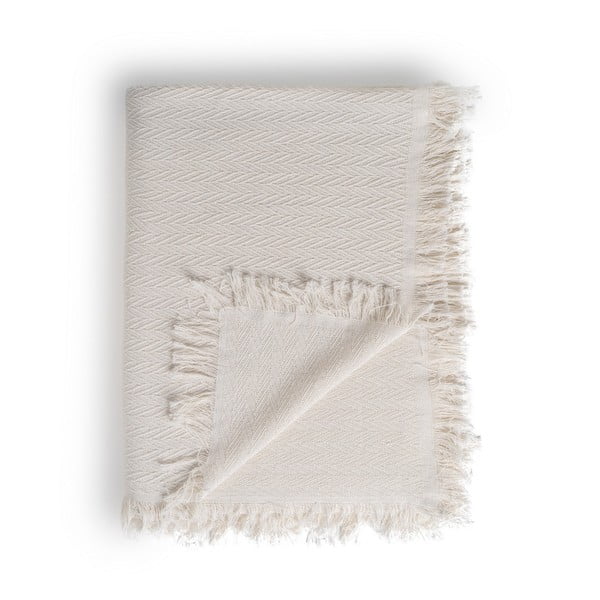 Kremno belo pregrinjalo iz recikliranega bombaža 180x260 cm Spike – Ixia