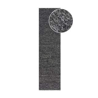 Temno siv ročno tkan tekač iz mešanice volne 60x230 cm Minerals – Flair Rugs