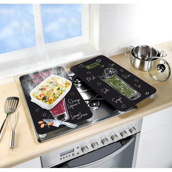 Komplet 2 steklenih pokrovov za štedilnik Wenko Margarita, 52 x 30 cm-image-1