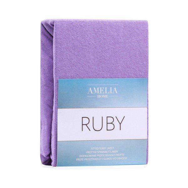 Vijolična elastična rjuha za zakonsko posteljo AmeliaHome Ruby Purple, 220-240 x 220 cm-image-2