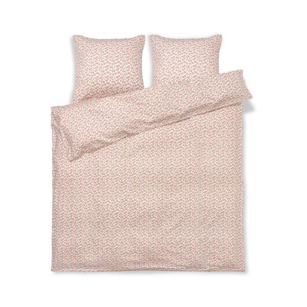 Bela/rožnata podaljšana posteljnina za zakonsko posteljo iz bombažnega satena 200x220 cm Pleasantly – JUNA