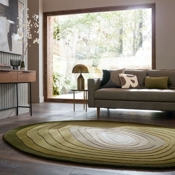 Zelena ročno tkana volnena preproga 200x290 cm Puddle Ombre  – Flair Rugs-image-1