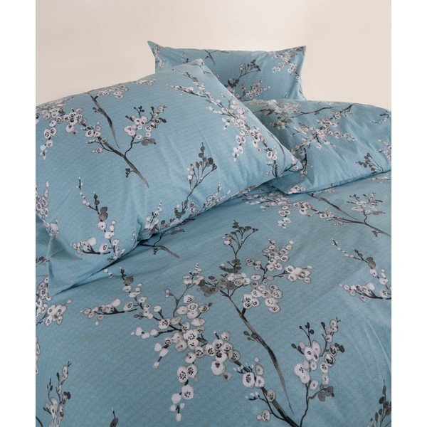 Modra enojna posteljnina iz renforce bombaža 140x200 cm Blue Floral – Mila Home Luxury-image-4