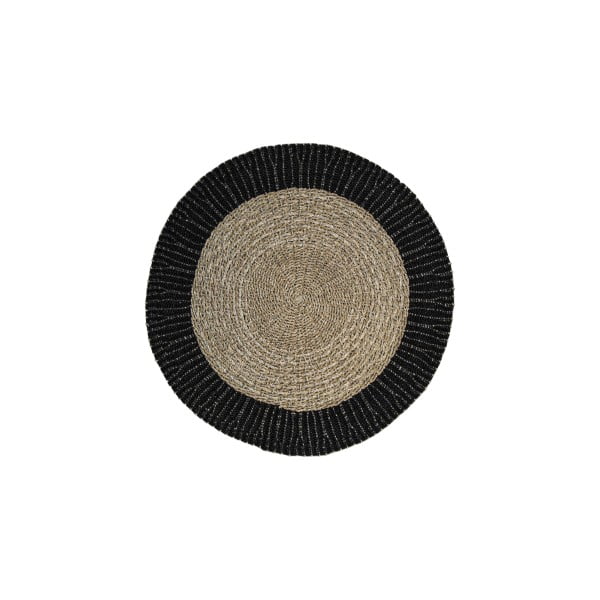 Okrogla preproga iz morske trave v črni in naravni barvi ø 120 cm Malibu - HSM collection