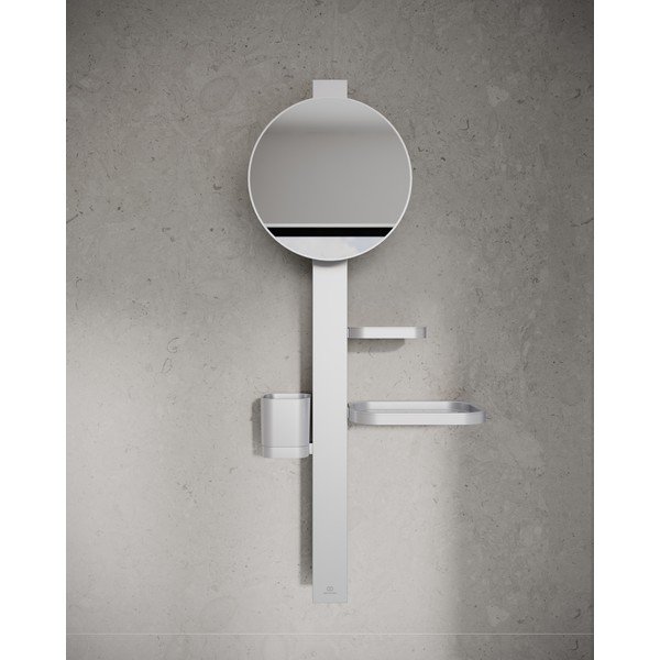 Stensko ogledalo s polico/z obešalnikom ø 20,5 cm ALU+ – Ideal Standard-image-1