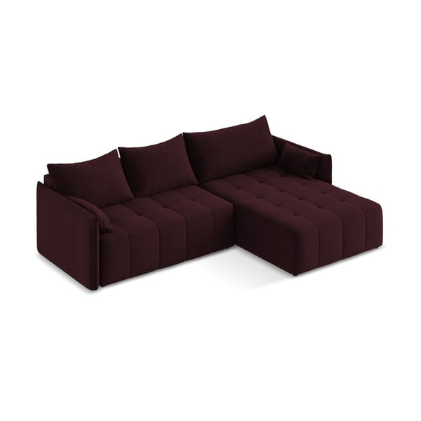 Bordo rdeča raztegljiva/s prostorom za shranjevanje kotna sedežna garnitura (desni kot/z ležalnikom) Moku – Makamii-image-2