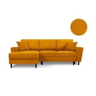 Oranžna kotna raztegljiva sedežna garnitura Kooko Home Jazz, levi vogal