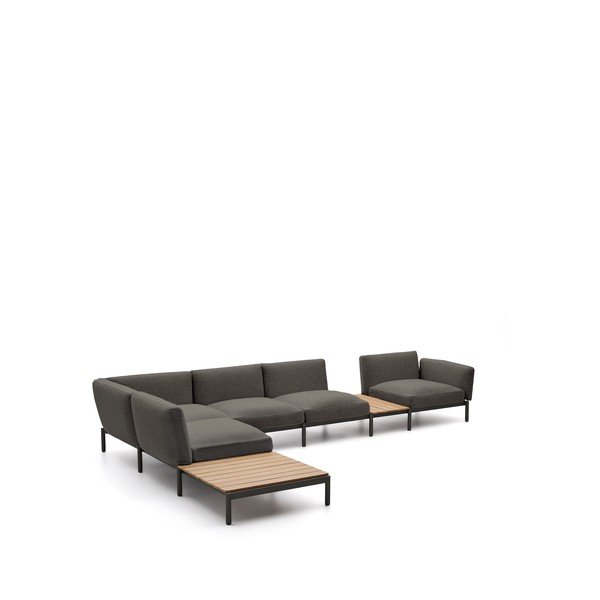 Temno siv oblazinjen vrtni kavč (levi kot) Sorells – Kave Home