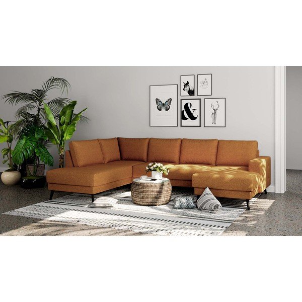 Oranžna kotna sedežna garnitura (levi kot) Fynn – Ghado-image-1