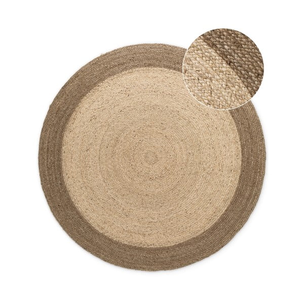 Sivo-bež obojestranska ročno tkana okrogla preproga iz jute ø 160 cm Jutta Greige – Hanse Home
