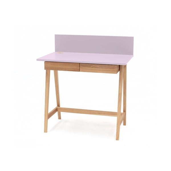 Rožnata pisalna miza s podnožjem iz jesenovega lesa Ragaba Luka, dolžina 85 cm