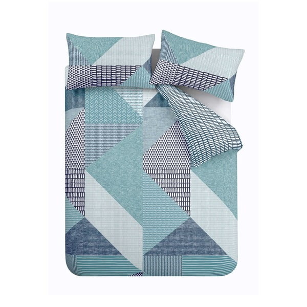 Zelenomodra posteljnina za zakonsko posteljo 200x200 cm Larsson Geo – Catherine Lansfield