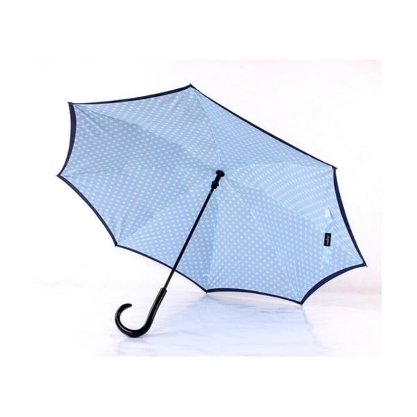 Modri dežnik s črnimi detajli Dots, ⌀ 110 cm