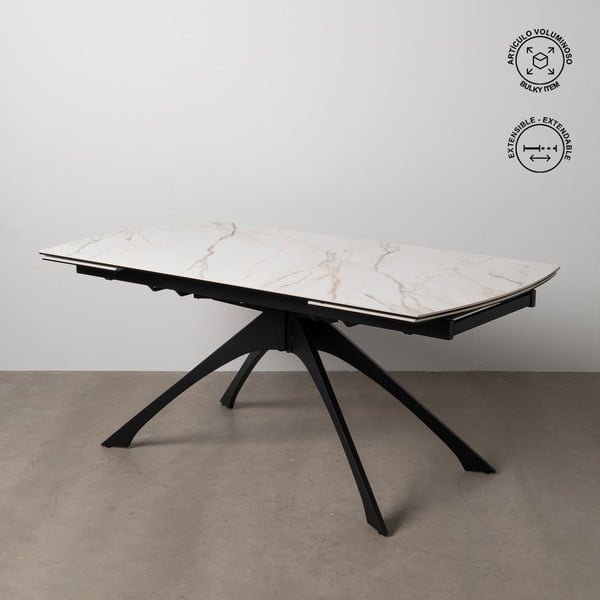 Raztegljiva jedilna miza z dodatno ploščo z mizno ploščo v marmornem dekorju 90x180 cm Rocía – Ixia-image-1
